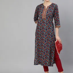 Women Printed Pure Cotton Straight Kurta-image-93