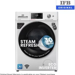 ifb 9 kg 5 Star with Steam Refresh program, 9 Swirl Wash, Eco Inverter, with AI Fully Automatic Front Load with In-built Heater Black, Silver image 2
