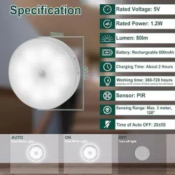WallFixx WallFixx Warm White Rechargeable LED Motion Sensor and Body Induction Light Motion Sensor Light image 3