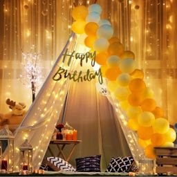Birthday Decorations Kit/White Net For Decoration-26Pcs White And Golden Balloon-image-17
