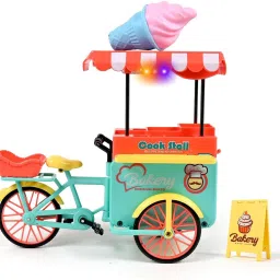 1:10 Scale Ice Cream Tricycle Buggy Toy with Lights, Sound & Pull Back Action-30