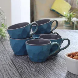 miah decor Studio Glazed 170ml Blue & Grey Ceramic (Set of 6) Coffee Mug-picture-37