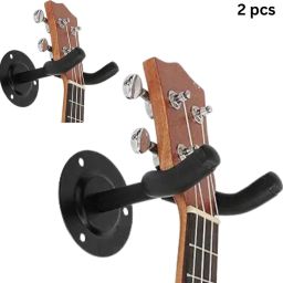 acoustic guitar wall mount Stand guitar hangar guitar hooks for wall musical instruments accessories for acoustic electric guitars ukulele violin bass With screws (PACK OF 2) Wall Hanger-image-13