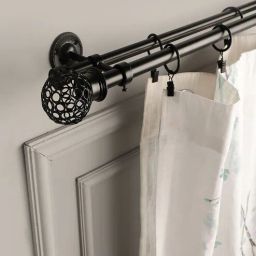 the decor mart Black Iron 48 - 88 Inches Expandable Curtain Rod with Accessories-picture-29