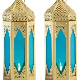 Blue, Gold Iron Hanging Lantern-image-11