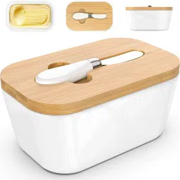 Ceramic Butter Dish Box Container Cheese Server Storage Keeper Tray With Lid Butter Dish, Bowl, Fries Basket Serving Set-13
