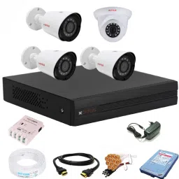CP PLUS 4 Channal 5 MP H.265+ HD DVR 1Pcs,Outdoor Camera 5 MP HD 3Pcs,Indoor Camera 5 MP HD 1Pcs,1 TB Surveillance Hard Disk,Full combo set Security Camera-76