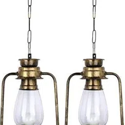 Bulb Not Included (PACK OF 2) Lantern Design Antique Bronze, Hanging Lights (Pendant Lights) Lamp Shade-34