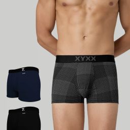 Pack of 3 Solid printed, Regular Fit Cotton Self Design Men Trunk-image-1