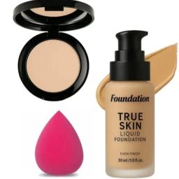 Combo Of Liquid Foundation, Compact & Blender (Pack Of 3)-image-45