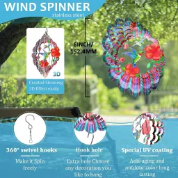 Humming Bird Wind Spinner for Yard & Garden Art Outdoor 3D Metal Wind Sculptures Stainless Steel Wind Spinner-image-58