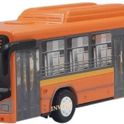 shree jee CNG LOW FLOOR BUS (ORANGE) WITH PULL BACK ACTION TOY image 2