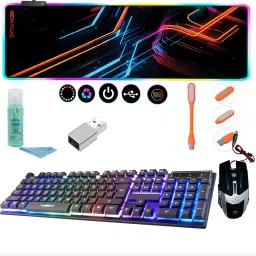 ENTWINO Gaming Keyboard Mouse Combo, 80 cms RGB Light Mousepad , OTG, USB Light, Cleaner Combo Set-27