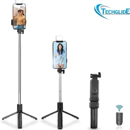 TECHGLIDE Rechargable LED Light Selfie Stick with Tripod Stand Bluetooth Selfie Stick-picture-15