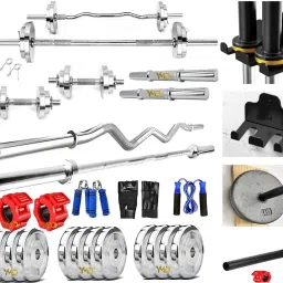 10 kg Steel Plates 2.5KGX4Pc 3FT Curl, 3FT STRT 28mm Rods, Bar and Plate Holder Home Gym Combo-image-2