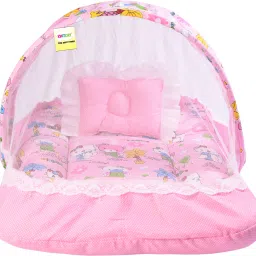 New Born Baby Mosquito Net Bed with Cushioned Pillow-15