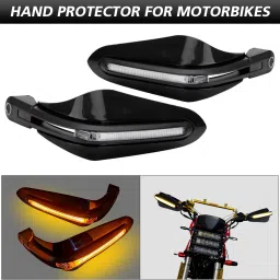 Bike Brake, Clutch Lever Guard / Wind Deflector With DRL LED Light Black Handlebar Hand Guard-12