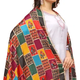 Silk Blend Printed Multicolor Women Dupatta-image-13