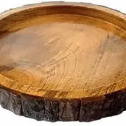 Wooden Serving Tray Round Shape with Original BAKKAL Tree BARK Handmade Serving Tray Tray-15