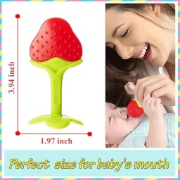 glam blush Appealing strawberry teether for playful teething distraction Teether and Feeder image 2