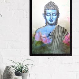 eCraftIndia Blue & Grey Meditating Lord Buddha Satin Matt Texture UV Art Painting-6