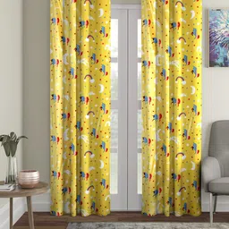 Cortina Yellow Set of 2 Black Out Glowing in Dark Long Door Curtains-18