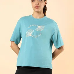CULT Women Teal Pause and Align Printed T-shirt-12