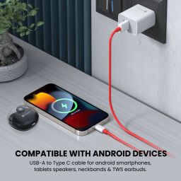 Get stable charging on your Android devices, laptops, macbooks and more with Red Portronics Konnect dash pro-USB-A to Type C cable, 1.2-meter cable with 6 A output. image 3