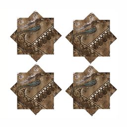 HANDICRAFT PALACE Brown & White 6 Pieces Printed Cotton Table Napkins-33