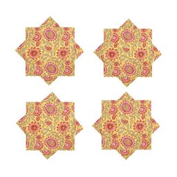 HANDICRAFT PALACE Yellow 6 Pieces Printed Cotton Table Napkins-40