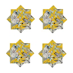 HANDICRAFT PALACE Yellow 6 Pieces Printed Cotton Table Napkins-12