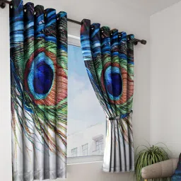 home sizzler Green Abstract Polyester 5 Ft Semisheer Eyelet Window Curtains (Set of 2)-picture-49