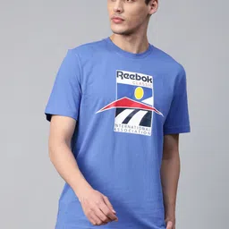 Reebok Classic Unisex Blue International Sports Printed Pure Cotton T-shirt-image-62