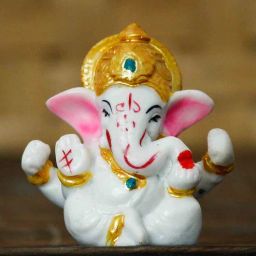 White and Golden Metal and Polyresin Lord Ganesha Idol with Mukut by eCraftIndia-picture-17