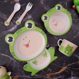Funny Frog Bamboo Kids/Baby Feeding/Dinner Set of 5 - Bamboo Fiber & Corn Starch-image-49