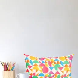 Home White & Yellow Geometric Rectangle Cushion Cover-image-38