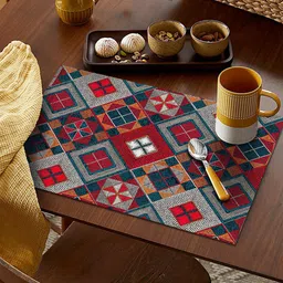 AEROHAVEN Yellow & Red Set Of 6 Geometric Printed Table Placemats image 4