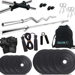 8 kg Pure Rubber weight Plates with 3ft Curl Rod and 5ft Straight Rod and Accessories Home Gym Combo-image-64