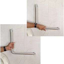 L Shape Matt Grab Bar, Safety Hand Support, Balance Handle Bathroom (Pack Of 2) Shower Grab Bar-image-21