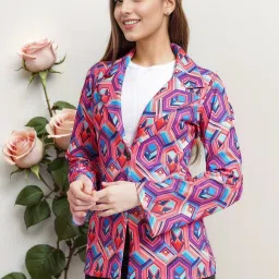Women Printed Tuxedo Style Casual Blazer-picture-18