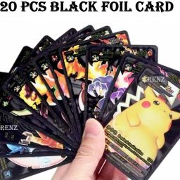 Pokemon 20 Black Foil Playing Card Game For Kid's Adult-image-73