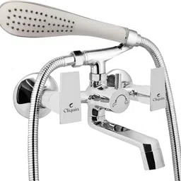 cliquin Siya Wall Mixer Telephonic with Crutch | Hand Shower & 1mtr SS Flexible Tube Brass Telephonic 2 IN 1 Wall Mixer Chrome Finish Bath Fitting Wall Mixer Faucet-picture-11