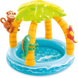Tropical Island Canopy Baby Inflatable Swimming Pool for Kids| Big Kiddie Baby Party Play Pool Tub Swim Floatation Belt-image-20