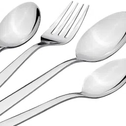 kuber industries Cutlery Set of Spoons and Fork 24 Pcs.(Desert Spoon 6 Pcs+ Desert Fork 6 Pcs+ Baby soup spoon 6 Pcs+Tea Spoon 6 Pcs) with Designer stand (Cutlery03) Stainless Steel Cutlery Set image 2