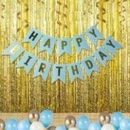 Solid HAPPY BIRTHDAY LETTER BLUE BANNER SET +PACK OF 30 HD METALLIC BALLOONS [BLUE WHITE GOLD +2 GOLDEN CURTAINS [PACK OF 33] Balloon-image-26
