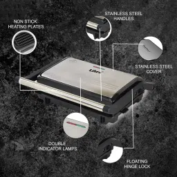 libra by libra Sandwich Maker grill toast with Floating Hinges, 1000 Watts Panini Open Grill image 4