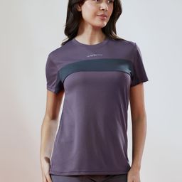 technosport Women Colorblock Crew Neck Polyester Purple T-Shirt-picture-13