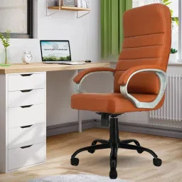ROLEX orthopeadic Leather Boss Revolving office Chair with 1yrs parts repl. wty Leather Office Adjustable Arm Chair-image-35