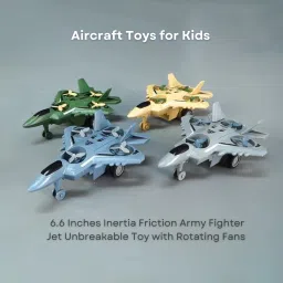 Inertia Friction Army Fighter Jet Unbreakable Toy with Rotating Fans-12