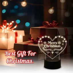 gift me bazar Merry Christmas Night Lamp | Heart Shape Design Lamp | USB Powered Table Lamp image 2
